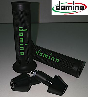 DOMINO Griffe + Gegengewichte SCHWARZ GRÜN UNIVERSAL für HUSABERG Motorrad
