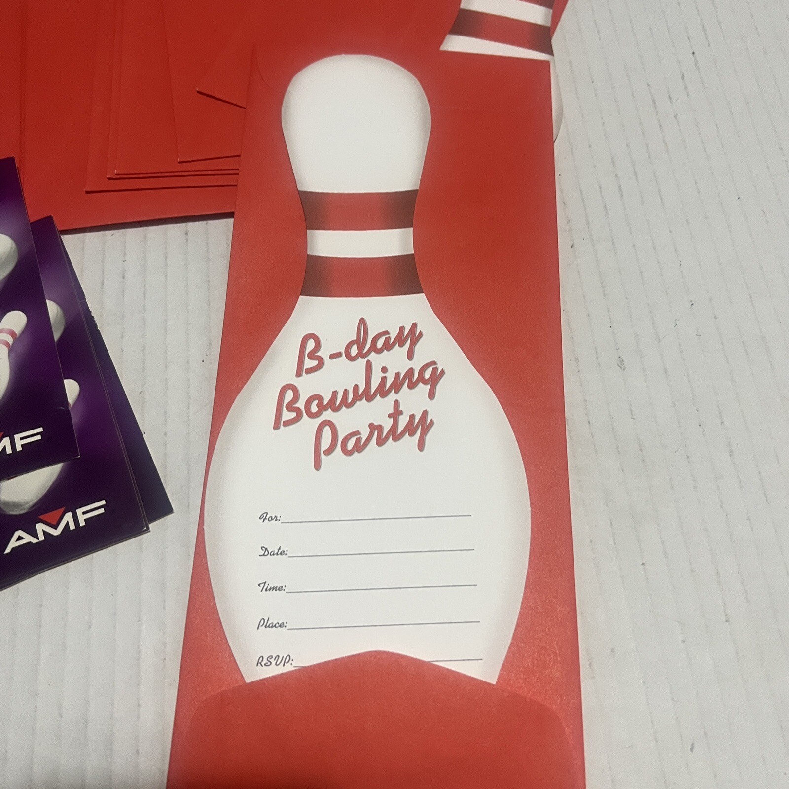 10 Bowling Party Invitations Envelopes Thank You Cards Goodie Bags AMF New eBay