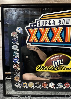 VINTAGE 1998 NFL MILLER LITE SUPER BOWL XXXIII MIRROR ALL TEAMS 31