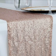 Sequin Table Runner 12"x108" Rose Gold - Glittering Finish Table