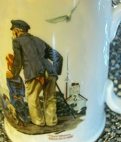 1985 Norman Rockwell Museum Man And Boy "Looking Out To Sea" Coffee Mug Or Cup - Picture 3 of 11