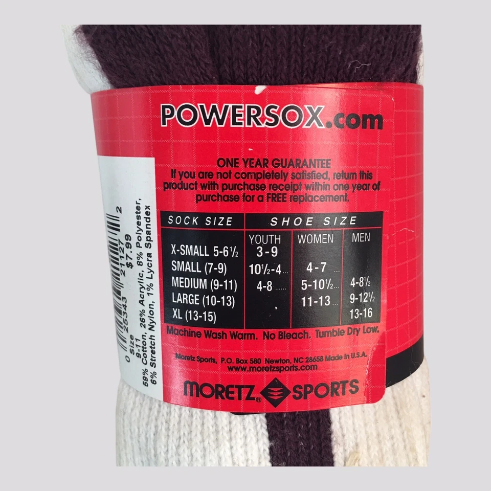 De Colección Powersox por Sports Chalet Béisbol 2 Pares Talla Mediana Blanco con Rayas Púrpura Foto 3 de 4