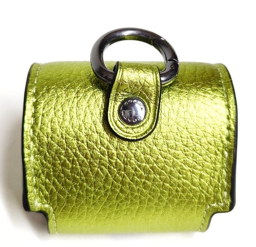 Coach Large Wireless Earbud Pro Case QB Metallic Citrine Green Foil Leather NWT - Picture 17 of 19