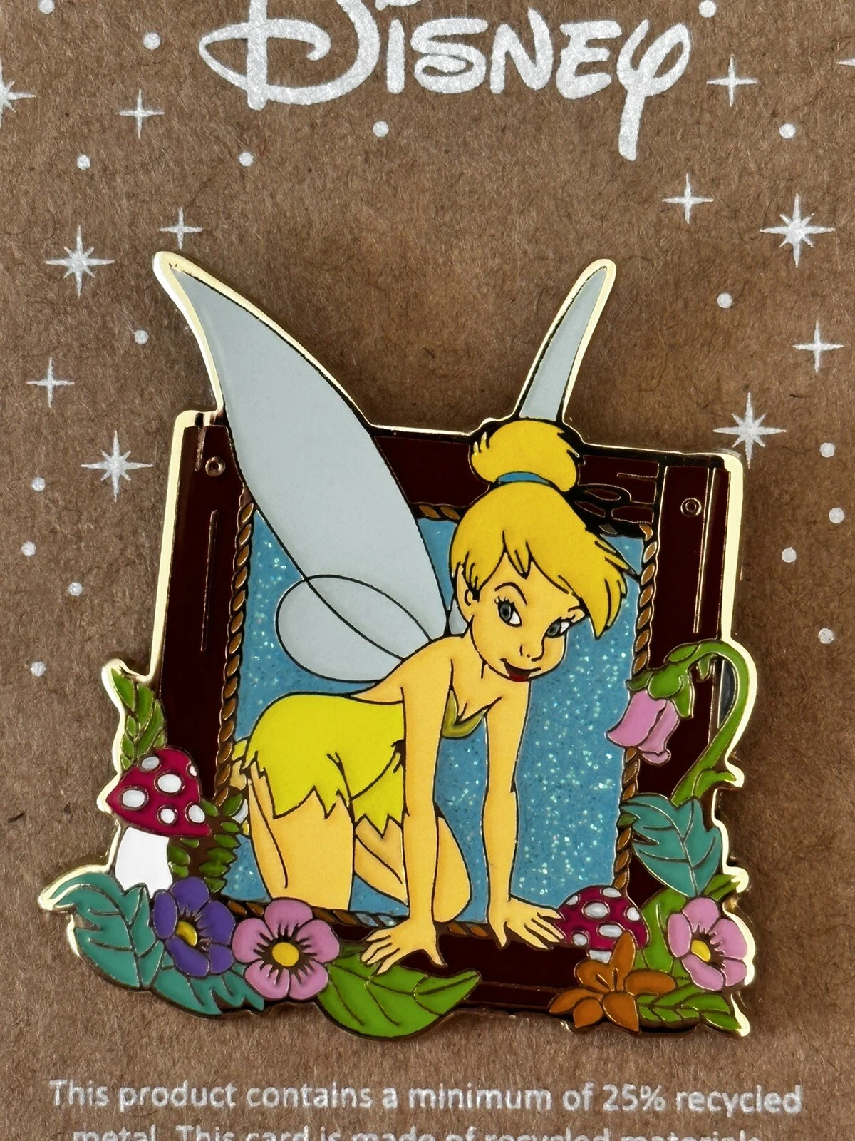 Disney Peter Pan Tinker Bell Floral Frame Portrait Enamel Pin Boxlunch New