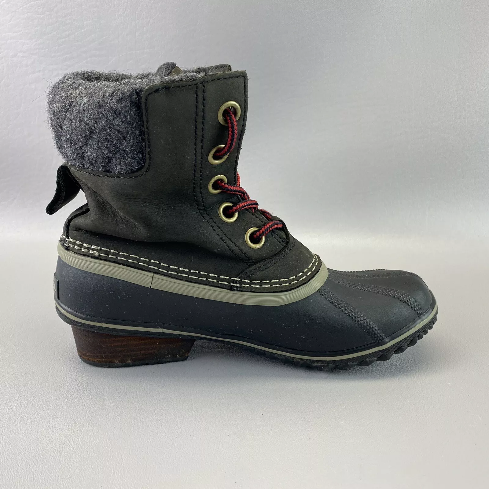 sorel slimpack lace ii leather rubber duck boots