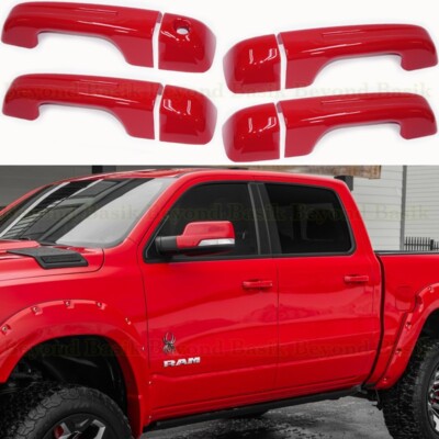 For 2019-2025 Dodge Ram 1500 PR4 FLAME RED 4 Door Handle COVERS W/o Smart KeyHL
