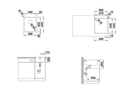 Blanco Solis 340-if spüle Edelstahl Bürstfinish 380x440mm 526116 