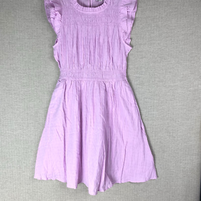 J Crew Dress Womens M Pink Smocked Gauze Flutter Sleeve Mini BY516 Pockets NWT