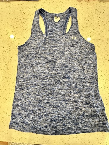 Under Armour Heat Gear Damen-Tanktop blau Racerback Größe Medium gebraucht, in einwandfreiem Zustand
