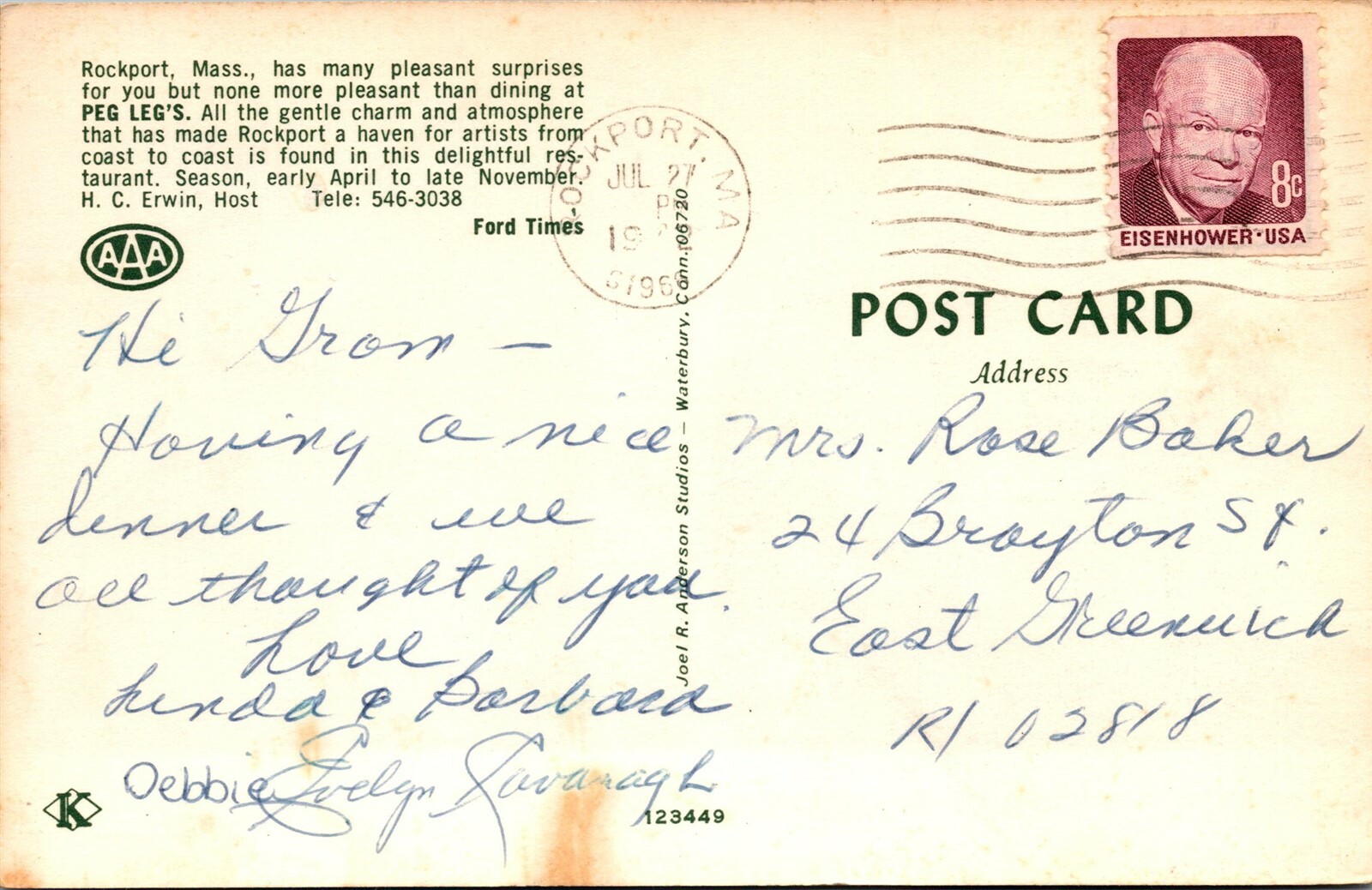 Vtg Rockport Massachusetts MA Peg Leg's Restaurant Chrome Postcard eBay