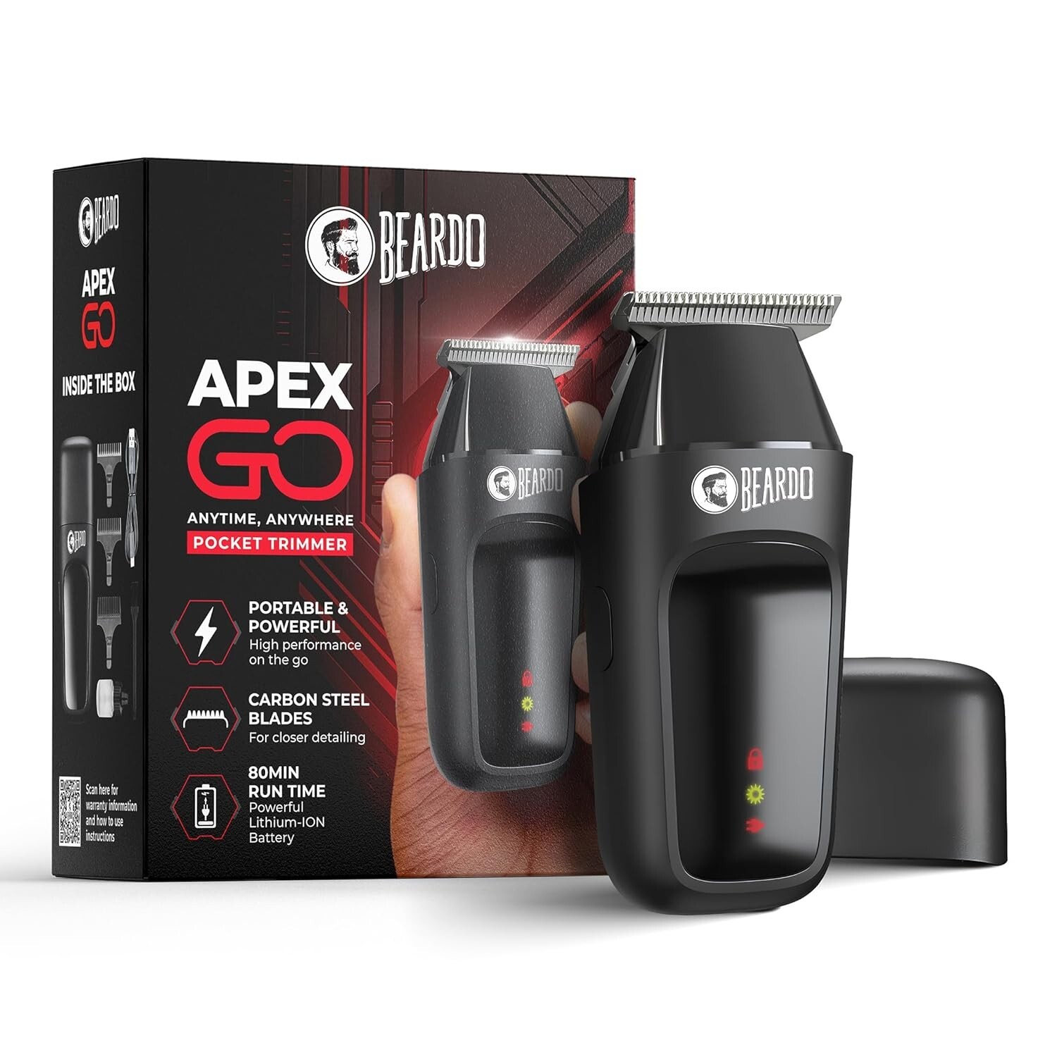 Beardo Apex Go Trimmer for Men - 80-Min Run Time - Powerful 