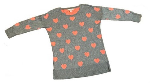 Suéter Banana Republic Petite XS Pullover Gris Rosa Corazones Manga 3/4 Preppy - Imagen 11 de 11