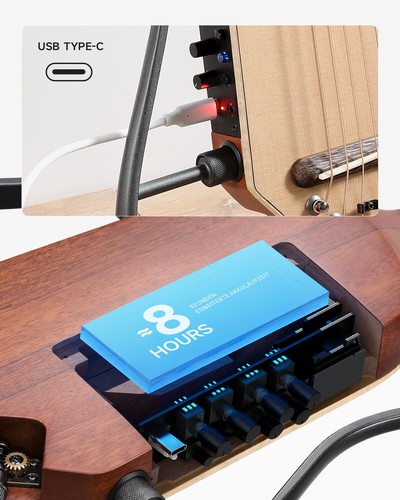 Donner HUSH-I Pro Kopflos Akustik-E-Gitarre mit integriertem Multi-Effektpedal - Bild 8 von 13