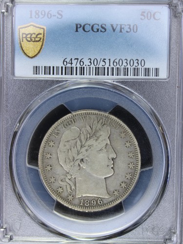 1896-S VF30 Barber Half Dollar, PCGS 51603030 - Picture 3 of 4