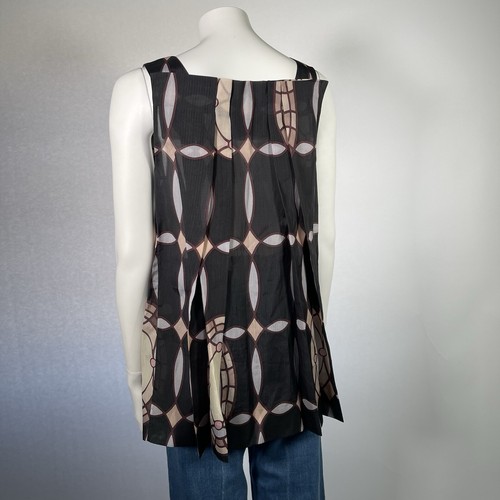 MARNI IT44 UK12 Sheer Geometric Print Wide Strap Pleated Sleeveless Top - Picture 7 of 11