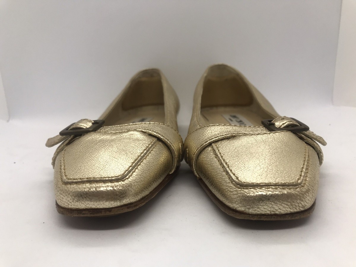 RARE EXCELLENT JIMMY CHOO 35 US 5 Women Ballet Flat Gold Leather