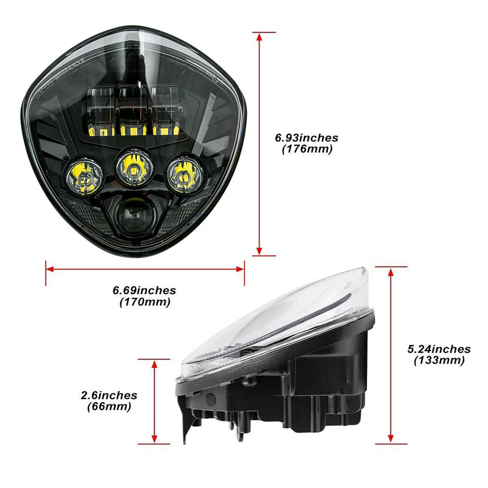 Black 60W LED Motorcycle Headlight For Victory Cross Country Magnum Hammer Vegas - Image 2 of 4