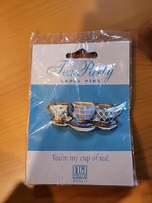 Vintage Figi Graphics Tea Party Lapel Pin You're My Cup of Tea 1996 Crazy Cups