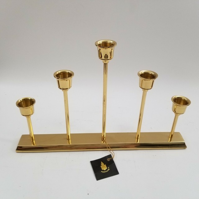 Partylite Fine Brass Candelabra Stand Candle Holder 5 Arm eBay