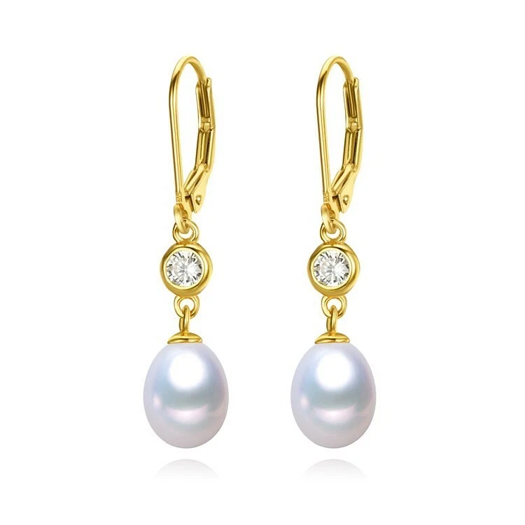 HANDGEFERTIGT Women's earrings drop earrings 925 sterling silver freshwater pearl earrings GG