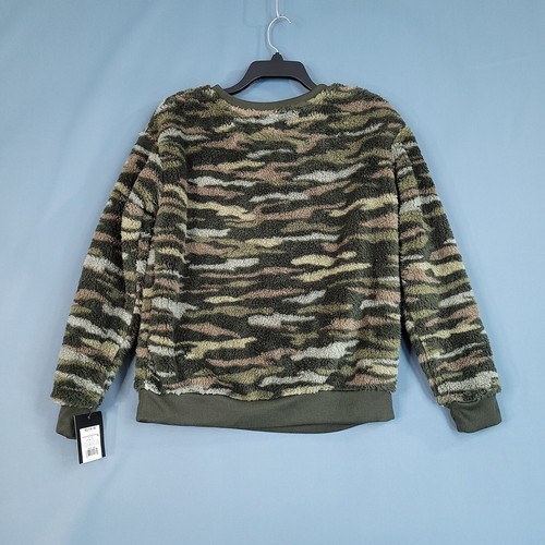 Art Class Girls Boys Youth Faux Fur Camo Pullover Sweatshirt Green Size XL - Picture 4 of 8