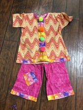 Clown Costume Colorful Handmade Cotton Size Youth Large Slip On Elastic Waist