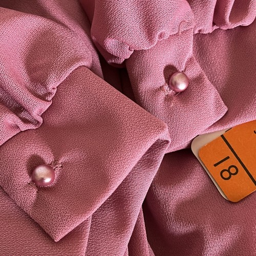 Women’s Vintage Dusty Rose Romantic Girly Keyhole Neck Lace Detail Dress S/M - Picture 14 of 15