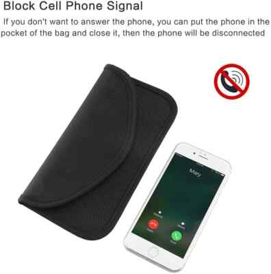 Black Faraday Cell Phone Bag RFID Signal Blocking Shielding Pouch Wallet Blocker