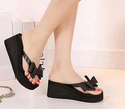 Summer Flops Platform Thong Flip Wedge Beach Sandals Bow Knot Slippers Footwears - Bild 3 von 5