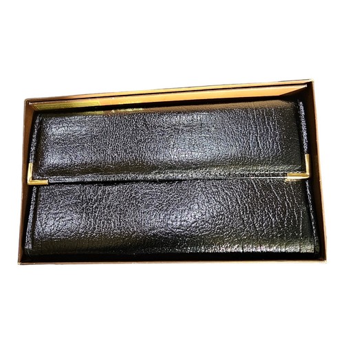 Vintage Amity Buffalo Calfskin Secretariat Leather Black Trifold Women’s Wallet - Picture 2 of 11