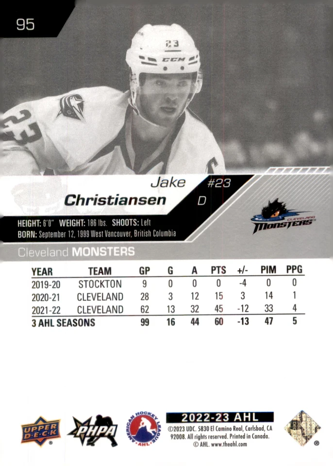 2022-23 Upper Deck AHL #95 Jake Christiansen - Image 2 of 2