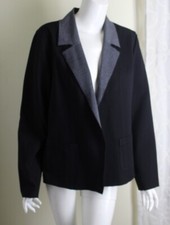 Nwt Habitat Sz L Modernist Pocketed Gray Black Ponte Knit Luxury Jacket Blazer