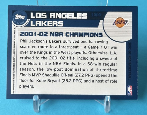 LOS ANGELES LAKERS NBA Champions 2002-03 Topps Basketball # 184 NM - MT - Picture 2 of 2
