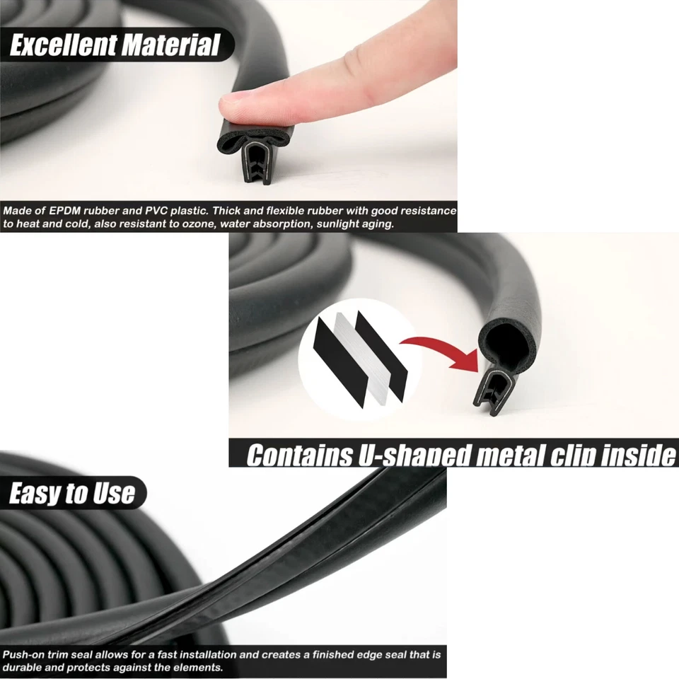 Rubber Edge Trim Bulb All Weather Protector, Anti-collision & Reduce Noise 25ft - Image 3 of 4