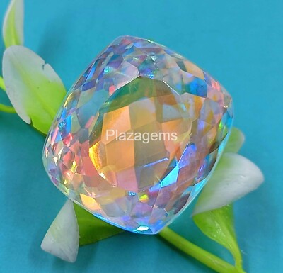 Lab Grown Certified 68 Ct Bi-Color Mystic Topaz Cushion Cut Loose Gemstone 4JKH