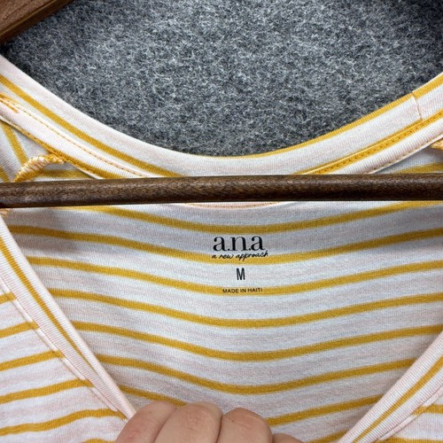 New A New Approach T-Shirt Women M Medium White Striped 3/4 Sleeve Rayon Casual - 第 3/9 張圖片