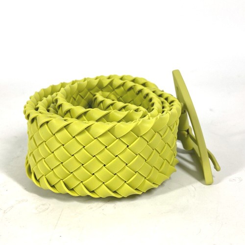 BOTTEGA VENETA 691232 Triangle Intrecciato belt rubber Kiwi Light GreenBased - Picture 3 of 18