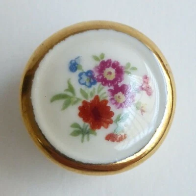 Bouton ancien - Porcelaine - Décor transfert et dorure - 24 mm - Photo 1/4