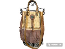 Trinity Ranch Western Handbag/purse Gem Studded￼ Rhinestones With Purple Fringe
