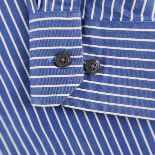 Banana Republic Shirt Mens XL 17 17.5 Blue Striped 100% Cotton Twill Button Up - Picture 6 of 9