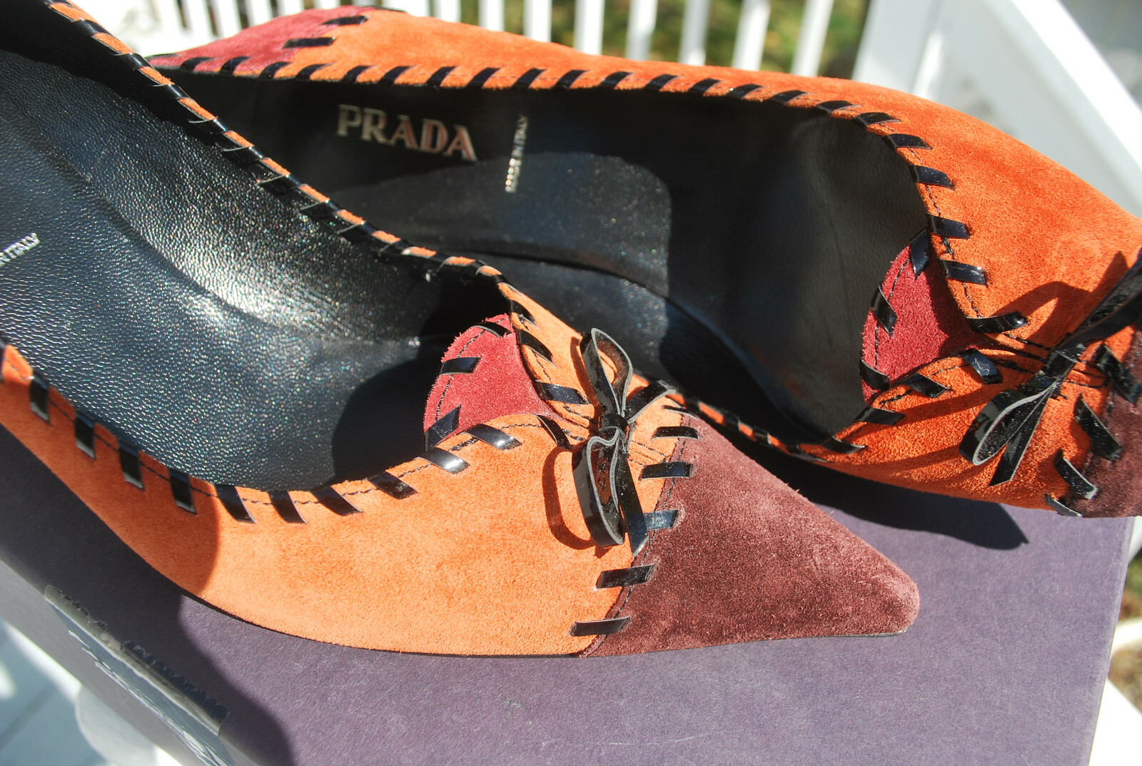 PRADA CALZATURE DONNA decolte tacco alto IN SCATOLA 37 bordeaux