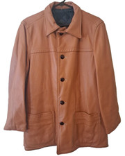 Mens Vintage Brown Leather Jacket Quilted Lining Pockets Hipster Street 42