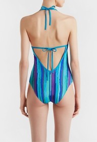 $335 NEW LA PERLA Summer Stripe Padded Swimsuit Blue Green Purple US 36 C IT 3 C