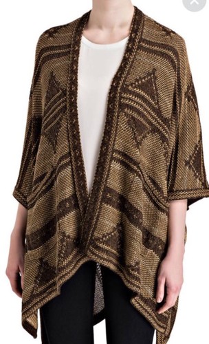RALPH LAUREN Cardigan Poncho Strickjacke Mantel XS S braun Seide 499 € Jacke - Bild 5 von 8