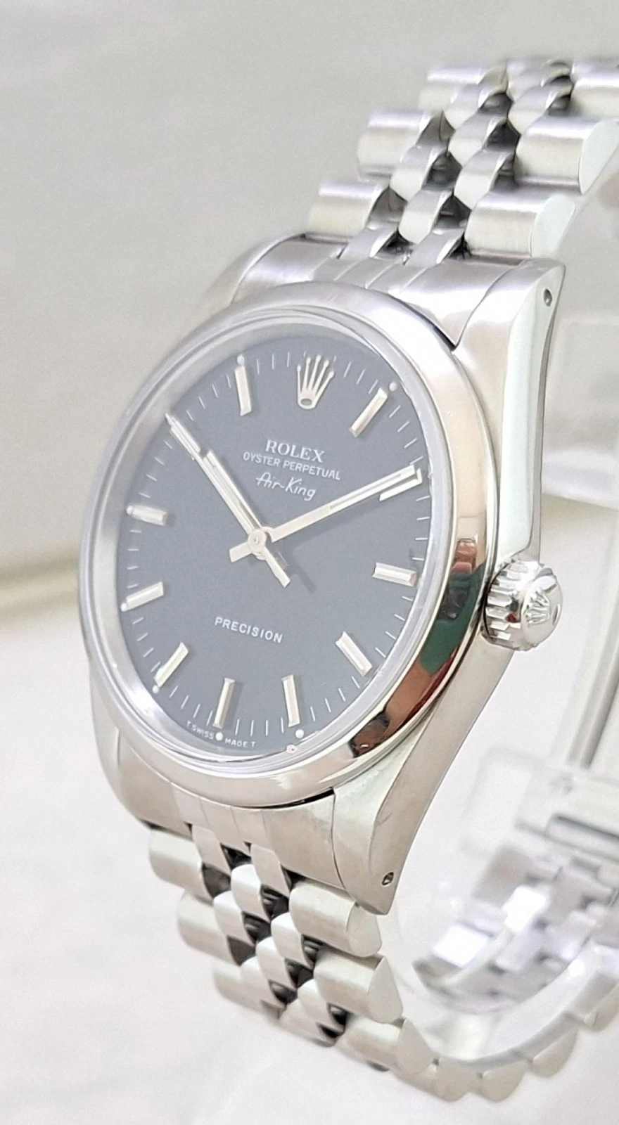 Rolex Oyster Perpetual Air-King 14000 Mens 34mm Black Dial Sapphire Jubilee 1991