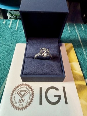  IGI 10k White Gold Lab Grown Round Diamond Solitaire Ring Sz 7 4.00-4.99ctw 