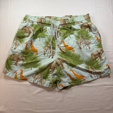 Vilebrequin Moorea Swim Trunks Mens XXL Blue Safari Animal Elephant Zebra Print