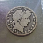 1914-S Barber Half Dollar Circulated San Francisco Silver 50C