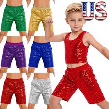 Girls Boys Sparkly Boyshorts Hip Hop Jazz Dance Sequins Shorts For Performance