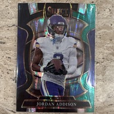 2025 Select Black & Green Shock Parallel Prizm Jordan Addison Vikings #65 Card